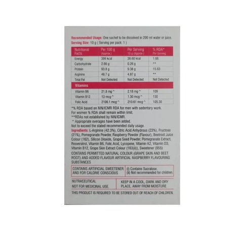 Vestige L Arginine 10 gm – Pack of 15 Sachets