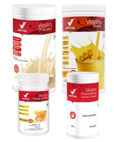 Vestige Veslim Shake Mango , Shake Mix , Personalised Protein 400gm And Energy Drink Lemon